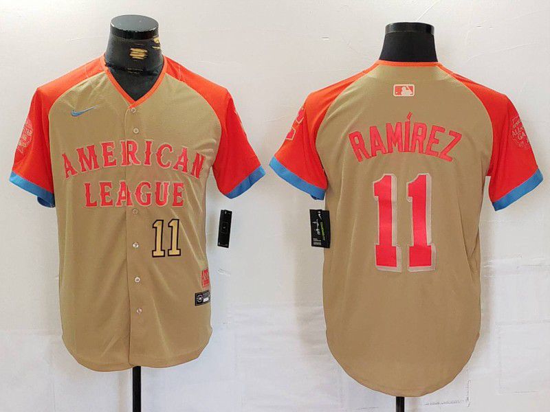 Men Cleveland Indians #11 Ramirez Orange All star 2024 Nike MLB Jersey style 3